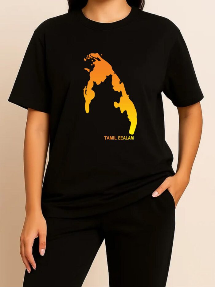 'Tamil Eelam' Gold Printed Unisex Crew Neck T-Shirt